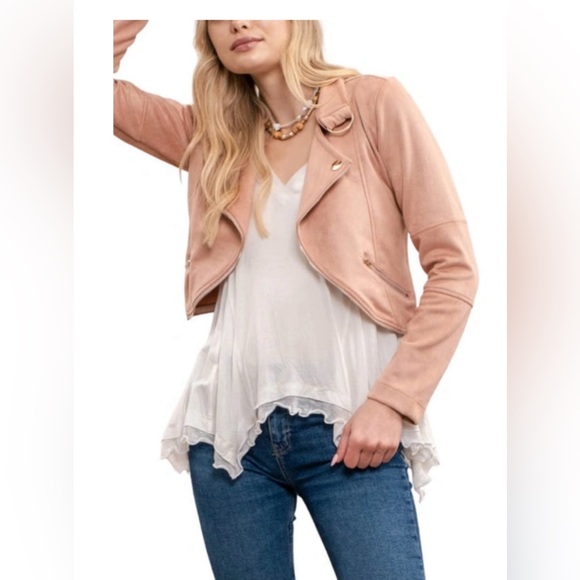 NWT Blu Pepper Faux Suede Jacket in Light Sienna - Picture 1 of 5
